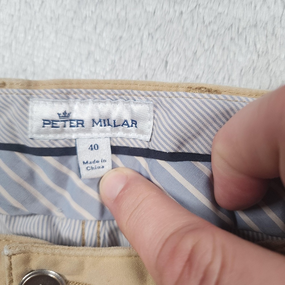 Peter Millar Pants Mens 40x30 (Fits 38x29) Beige Stretch Chino Golf Casual - Picture 2 of 13